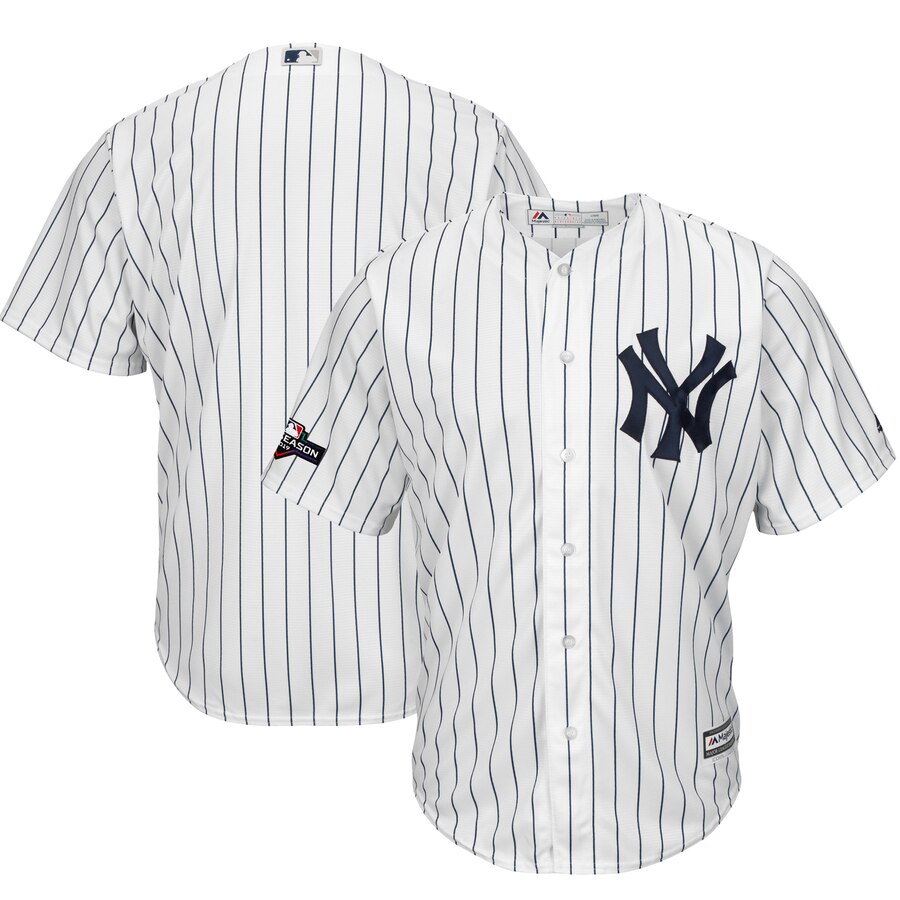 New York Yankees Majestic 2019 Postseason Official Cool Base Player Jersey White Navy