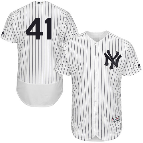 Yankees #41 Miguel Andujar White Strip Flexbase Authentic Collection Stitched MLB Jersey