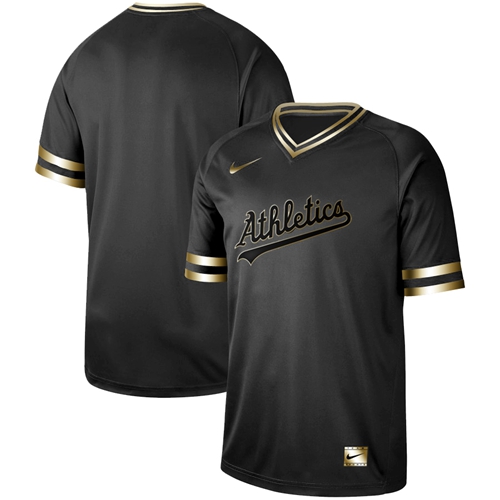Nike Athletics Blank Black Gold Authentic Stitched MLB Jersey