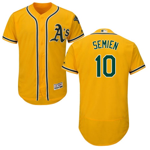 Athletics #10 Marcus Semien Gold Flexbase Authentic Collection Stitched MLB Jersey