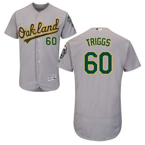 Athletics #60 Andrew Triggs Grey Flexbase Authentic Collection Stitched MLB Jersey