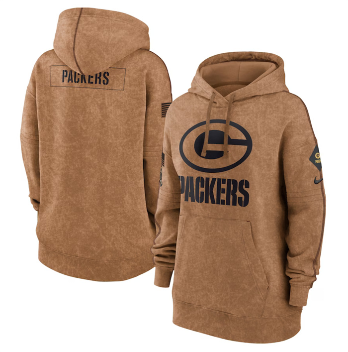 Women's Green Bay Packers 2023 Brown Salute to Service Pullover Hoodie(Run Small)