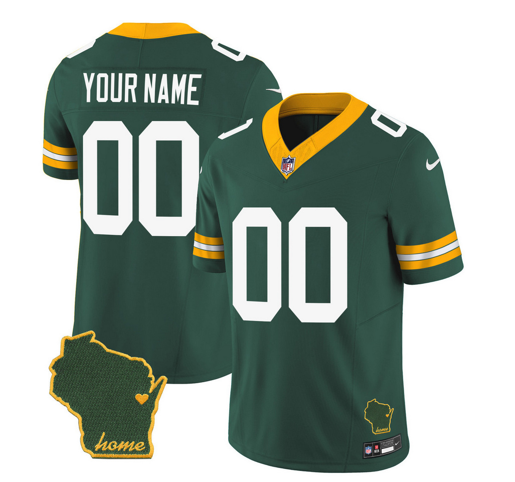 Men's Green Bay Packers Customized Green 2023 F.U.S.E. Home Patch Vapor Untouchable Limited Stitched Jersey