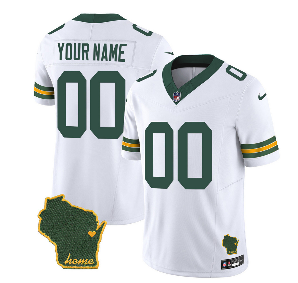 Men's Green Bay Packers Customized White 2023 F.U.S.E. Home Patch Vapor Untouchable Limited Stitched Jersey