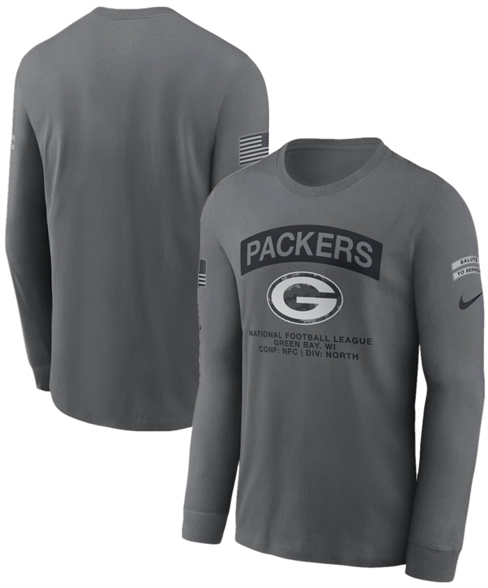 Men's Green Bay Packers Gray 2026 Salute to Service Long Sleeve T-Shirt