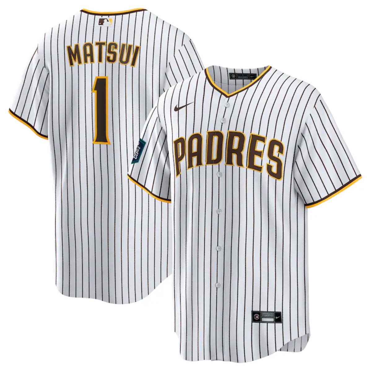 Men's San Diego Padres #1 Yuki Matsui White 2024 World Tour Seoul Series Home Stitched Baseball Jersey