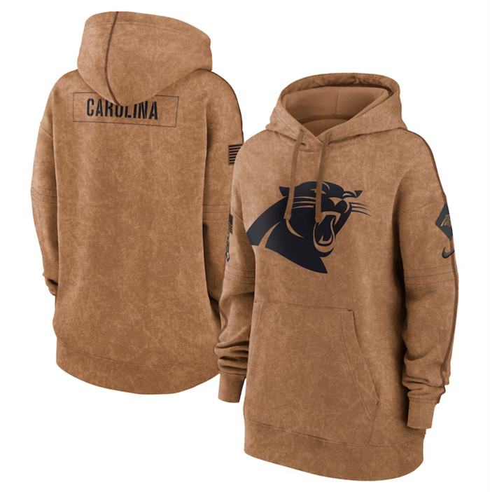 Women's Carolina Panthers 2023 Brown Salute to Service Pullover Hoodie(Run Small)