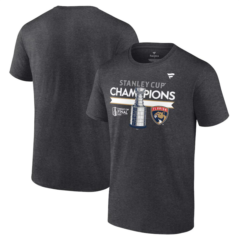 Men's Florida Panthers Heather Charcoal 2024 Stanley Cup Champions Locker Room T-Shirt