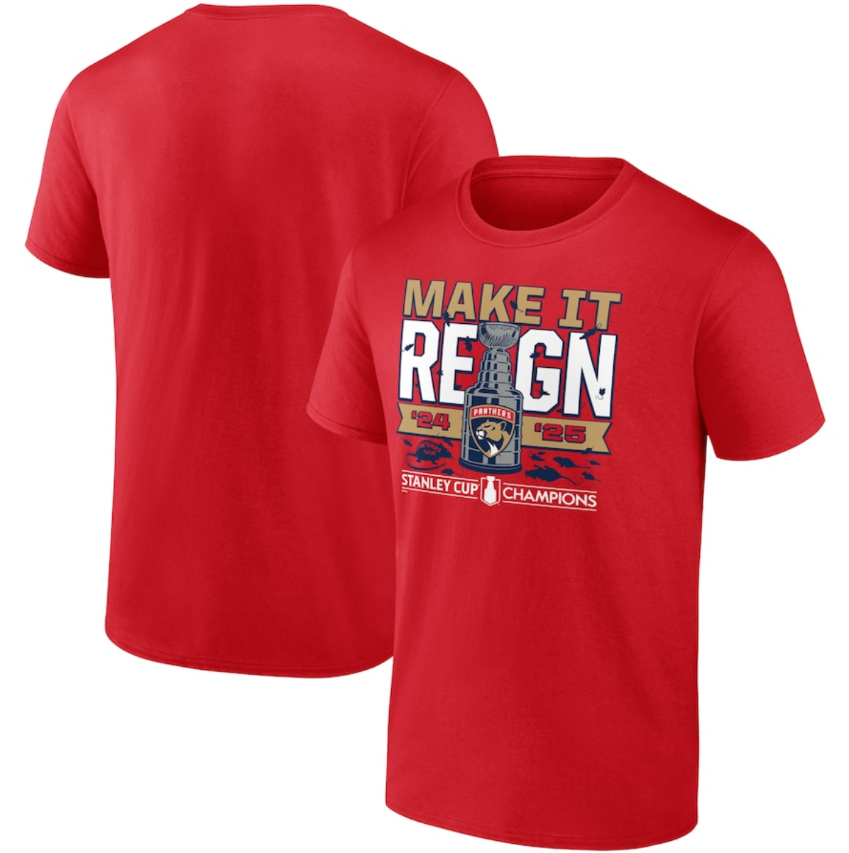 Men's Florida Panthers Red Back-To-Back Stanley Cup Champions Local T-Shirt
