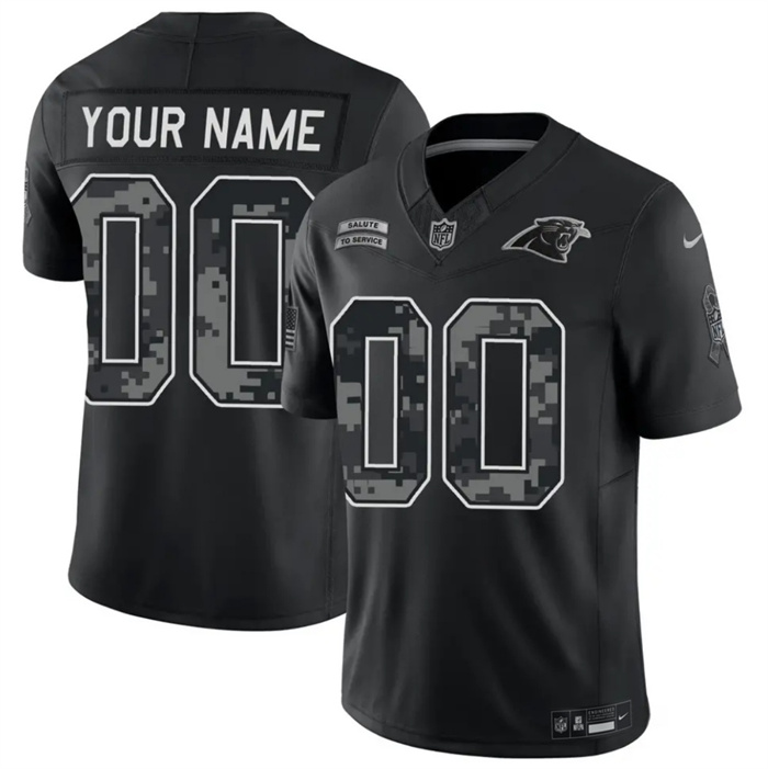Men's Carolina Panthers Active Player Custom Black F.U.S.E. 2026 Salute to Service Limited Stitched Football Jersey