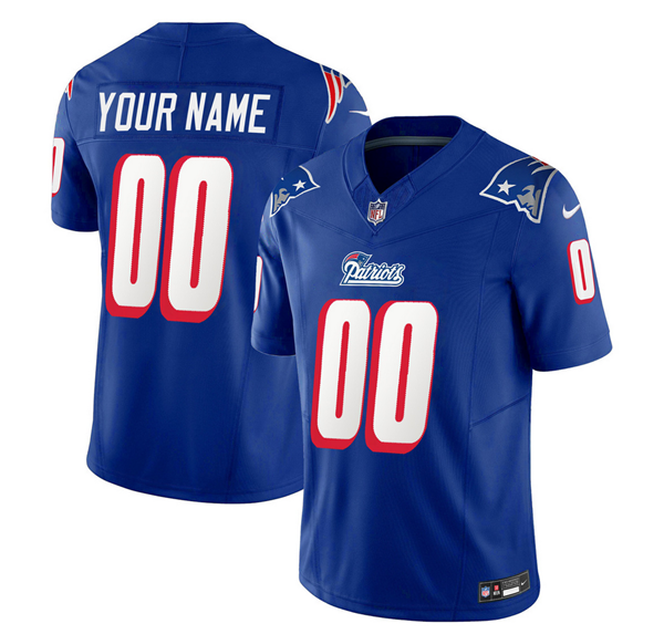 Men's New England Patriots Active Player Custom Blue 2023 F.U.S.E. Throwback Limited Stitched Football Jersey