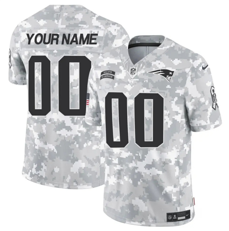 Men's New England Patriots Active Player Custom 2024 F.U.S.E Arctic Camo Salute to Service Limited Stitched Football Jersey