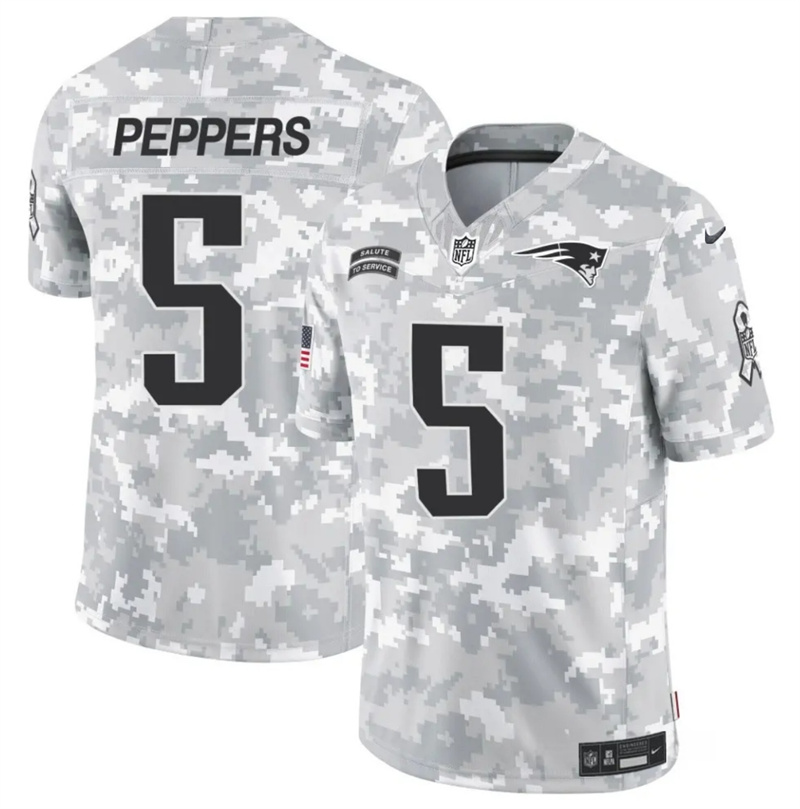 Men's New England Patriots #5 Jabrill Peppers 2024 F.U.S.E Arctic Camo Salute to Service Limited Stitched Jersey