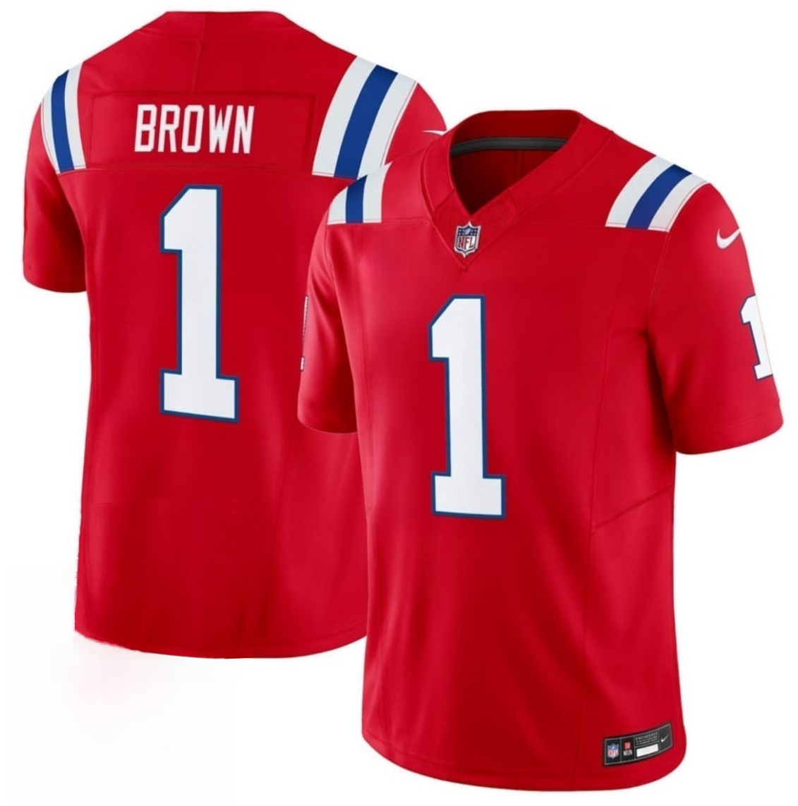 Men's New England Patriots #1 A.J. Brown Red 2026 F.U.S.E. Vapor Limited Stitched Football Jersey Men's New England Patriots #1 A.J. Brown Red 2026 F.U.S.E. Vapor Limited Stitched Football Jersey