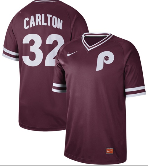Nike Phillies #32 Steve Carlton Maroon Authentic Cooperstown Collection Stitched MLB Jersey