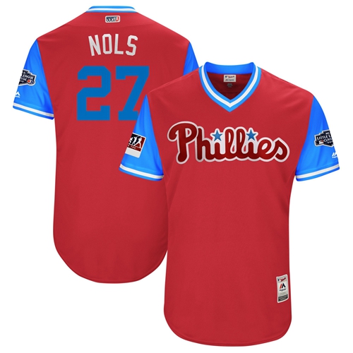 Phillies #27 Aaron Nola Red "Nols" Players Weekend Authentic Stitched MLB Jersey