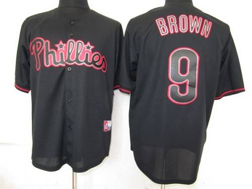 Phillies #9 Domonic Brown Black Fashion Stitched MLB Jersey