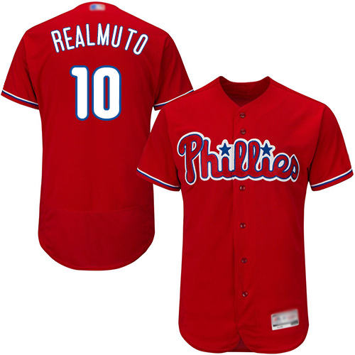 Phillies #10 J. T. Realmuto Red Flexbase Authentic Collection Stitched MLB Jersey