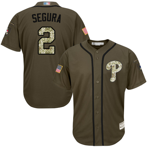 Phillies #2 Jean Segura Green Salute to Service Stitched MLB Jersey