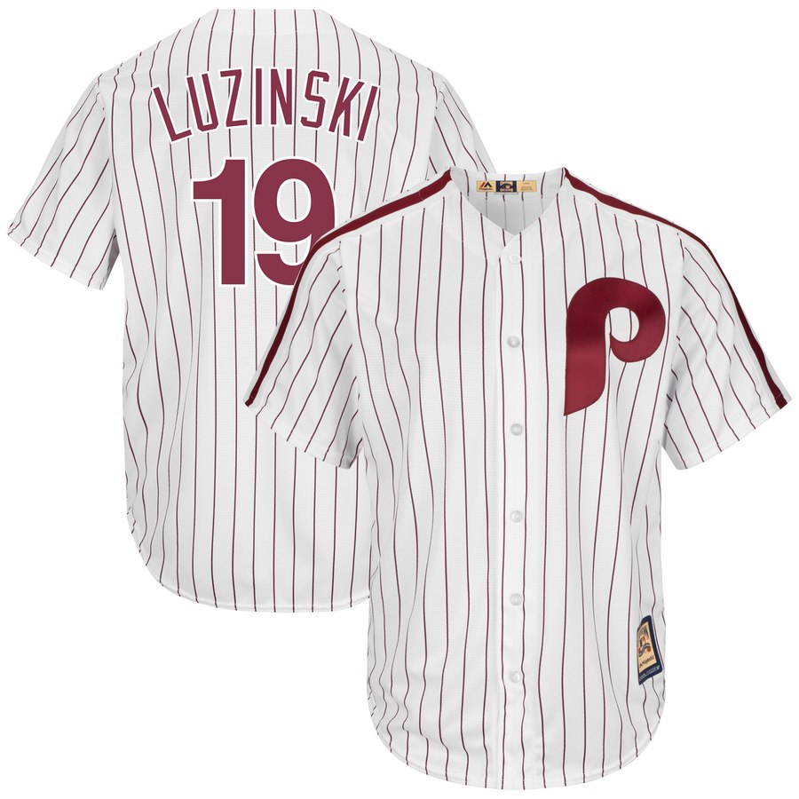Philadelphia Phillies #19 Greg Luzinski Majestic Cooperstown Collection Cool Base Player Jersey White