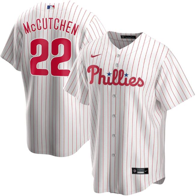 Men's Philadelphia Phillies #22 Andrew McCutchen White MLB Cool Base Stitched Jersey