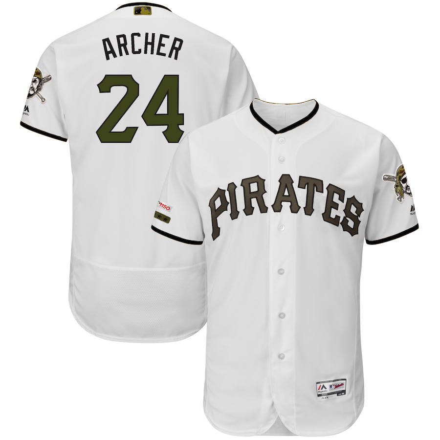 Pittsburgh Pirates #24 Chris Archer Majestic Alternate Authentic Collection Flex Base Player Jersey White