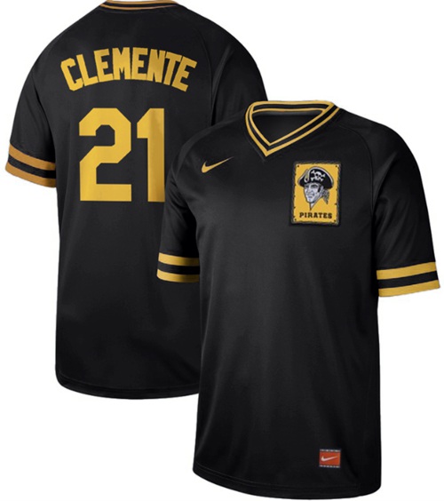 Nike Pirates #21 Roberto Clemente Black Authentic Cooperstown Collection Stitched MLB Jersey