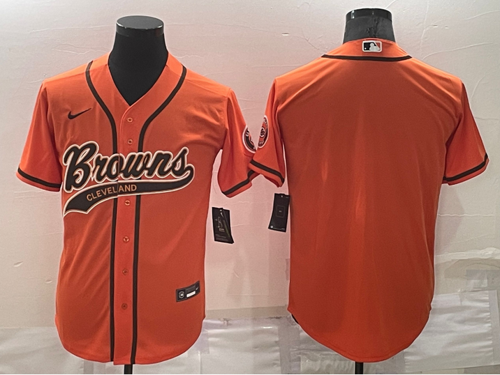 Women's Cleveland Browns Blank Cool Base Orange Stitched Baseball Jersey