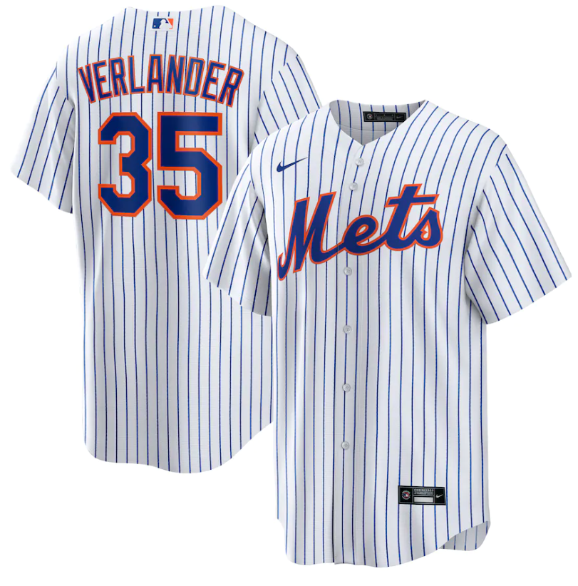 Men's New York Mets #35 Justin Verlander White Cool Base Stitched Baseball Jersey