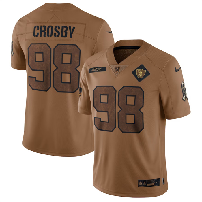 Men's Las Vegas Raiders #98 Maxx Crosby 2023 Brown Salute To Service Limited Football Jersey