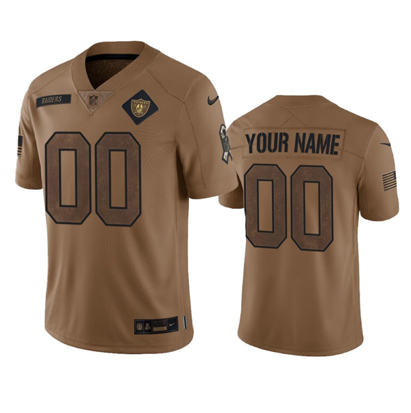Men's Las Vegas Raiders Active Player Custom 2023 Brown Salute To Service Limited Stitched Football Jersey