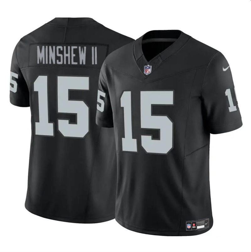 Men's Las Vegas Raiders #15 Gardner Minshew II Black 2024 F.U.S.E Stitched Football Jersey