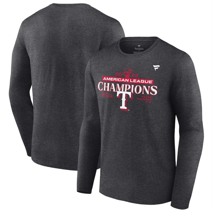 Men's Texas Rangers 2023 Heather Charcoal Champions Locker Room Long Sleeve T-Shirt