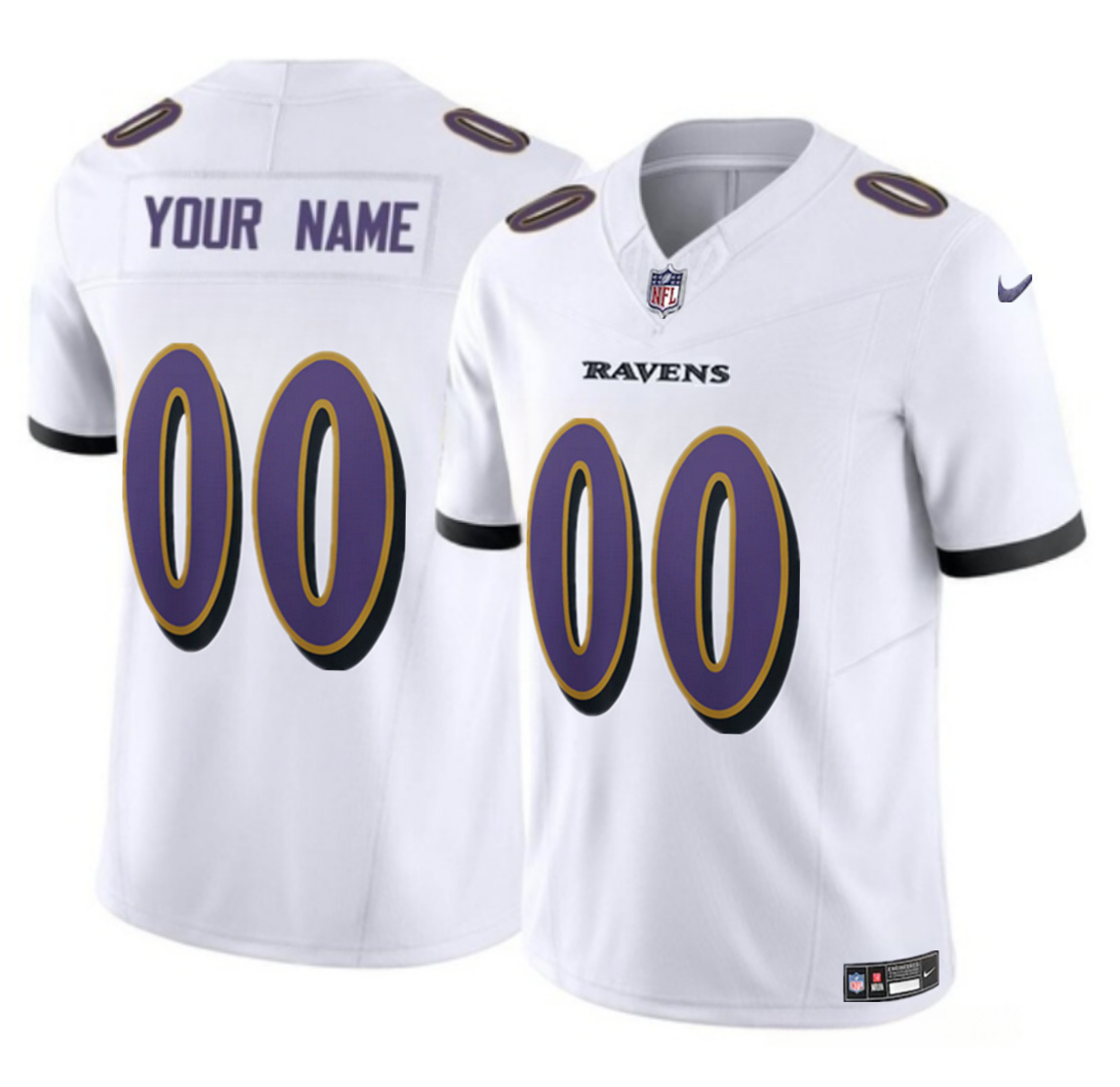 Men's Baltimore Ravens Active Player Custom White 2023 F.U.S.E Alternate Vapor Untouchable Limited Football Jersey