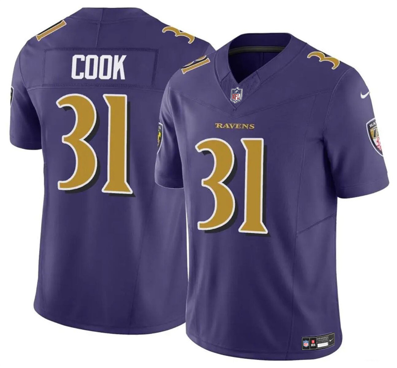 Men's Baltimore Ravens #31 Dalvin Cook Purple 2024 F.U.S.E. Color Rush Vapor Limited Football Jersey