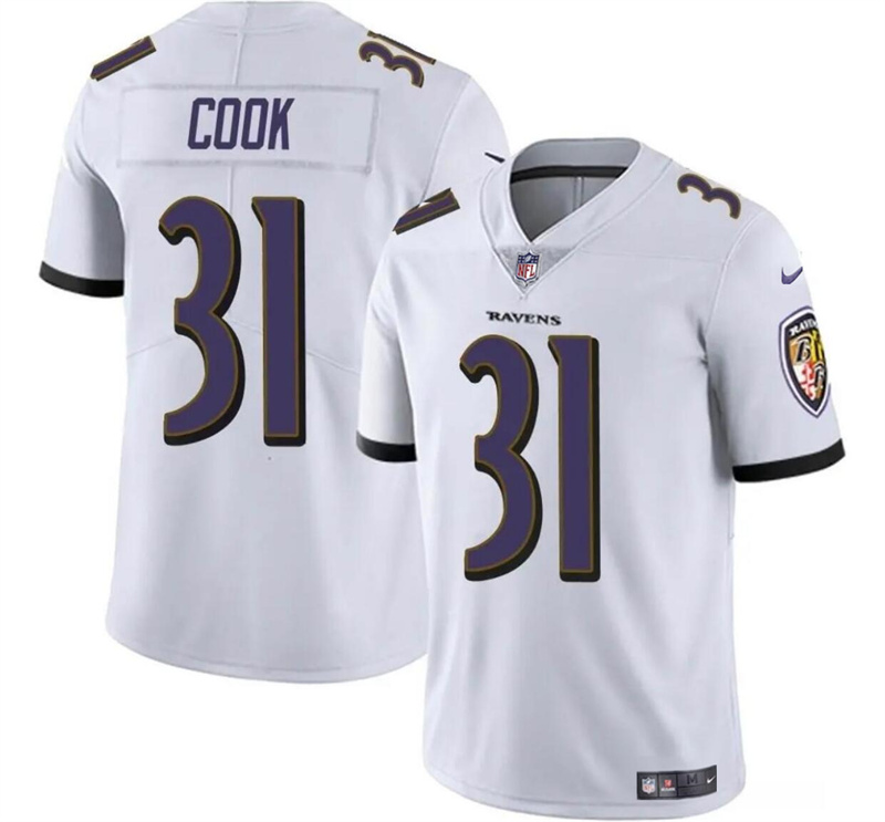 Men's Baltimore Ravens #31 Dalvin Cook White Vapor Limited Football Jersey