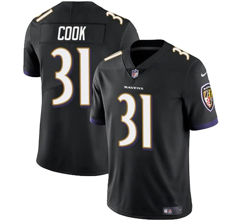 Men's Baltimore Ravens #33 Dalvin Cook Black Vapor Limited Football Jersey