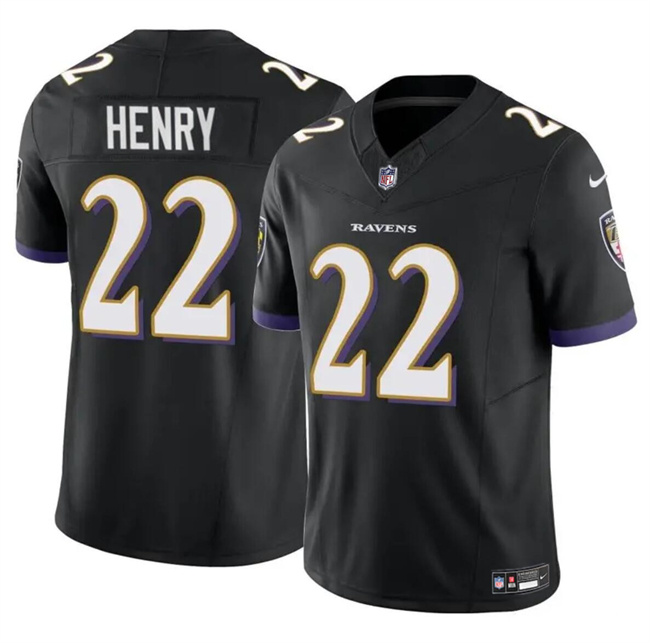 Men's Baltimore Ravens #22 Derrick Henry 2023 F.U.S.E. Black Vapor Limited Football Jersey