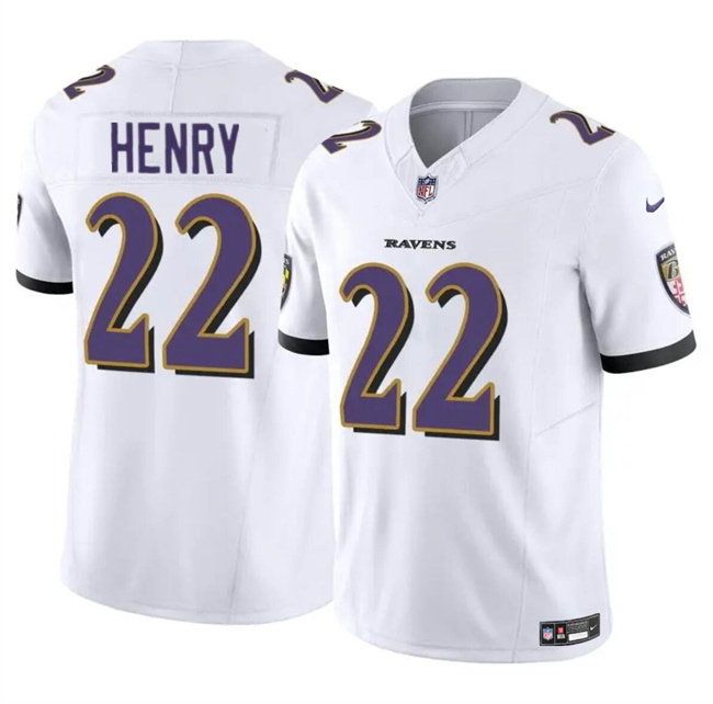 Men's Baltimore Ravens #22 Derrick Henry White 2023 F.U.S.E. Vapor Limited Football Jersey