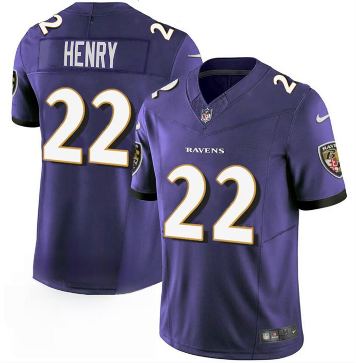 Men's Baltimore Ravens #22 Derrick Henry Purple 2023 F.U.S.E. Vapor Limited Football Jersey