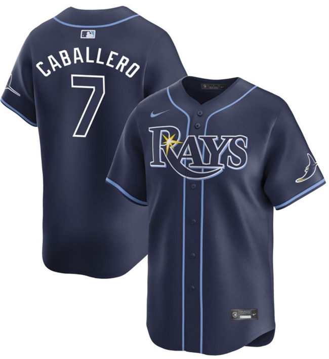 Men's Tampa Bay Rays #7 José Caballero Navy 2024 Away Limited Stitched Baseball Jersey