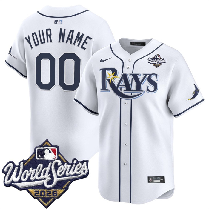 Men's Tampa Bay Rays Active Player Custom White 2026 World Series Home Limited Stitched Baseball Jersey