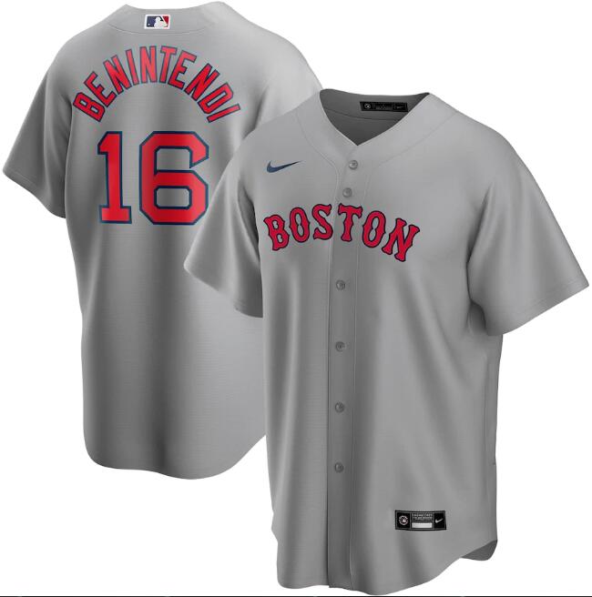Men's Boston Red Sox #16 Andrew Benintendi Grey MLB Cool Base Stitched Jersey