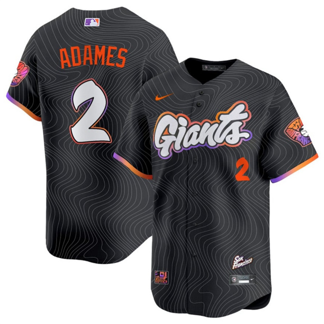 Men's San Francisco Giants #2 Willy Adames Anthracite 2025 City Connect Limited Stitched Baseball Jersey Men's San Francisco Giants #2 Willy Adames Anthracite 2025 City Connect Limited Stitched Baseball Jersey