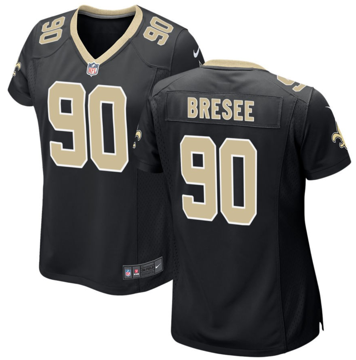 Women's New Orleans Saints #90 Bryan Bresee Black 2023 Draft Stitched Game Jersey(Run Small)