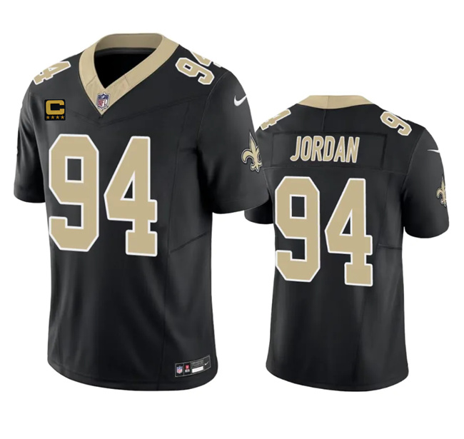 Men's New Orleans Saints #94 Cameron Jordan Black 2023 F.U.S.E. With 4-Star C Patch Vapor Untouchable Limited Stitched Jersey