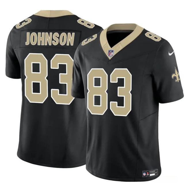 Men's New Orleans Saints #83 Juwan Johnson Black 2023 F.U.S.E. Vapor Untouchable Limited Stitched Jersey