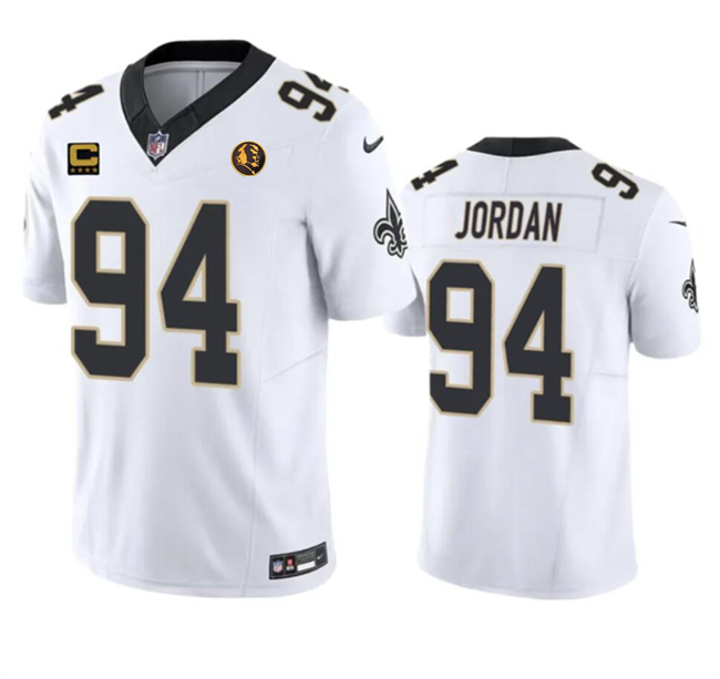 Men's New Orleans Saints #94 Cameron Jordan White 2023 F.U.S.E. With 4-star C Patch And John Madden Patch Vapor Limited Stitched Football Jersey