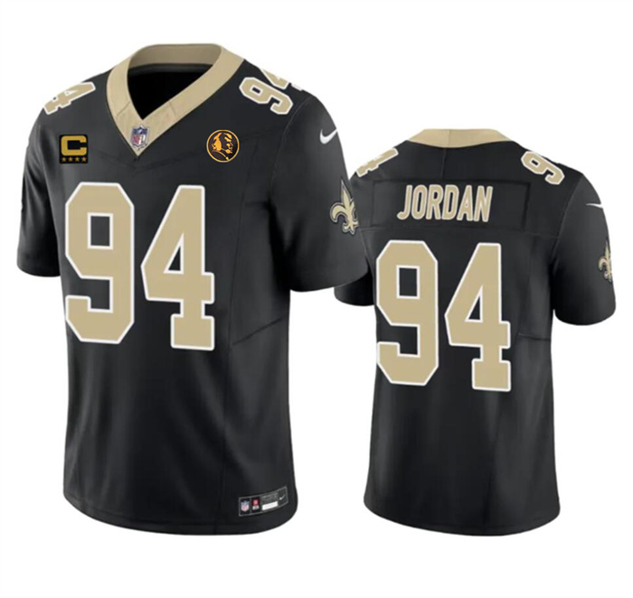 Men's New Orleans Saints #94 Cameron Jordan Black 2023 F.U.S.E. With 4-star C Patch And John Madden Patch Vapor Limited Stitched Football Jersey
