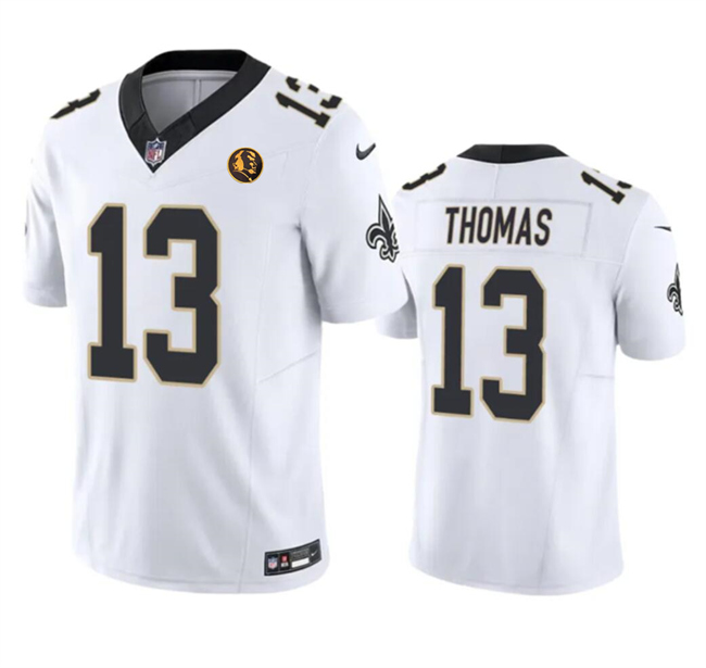 Men's New Orleans Saints #13 Michael Thomas White 2023 F.U.S.E. With John Madden Patch Vapor Limited Stitched Football Jersey